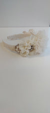 communion head band pearl diamante