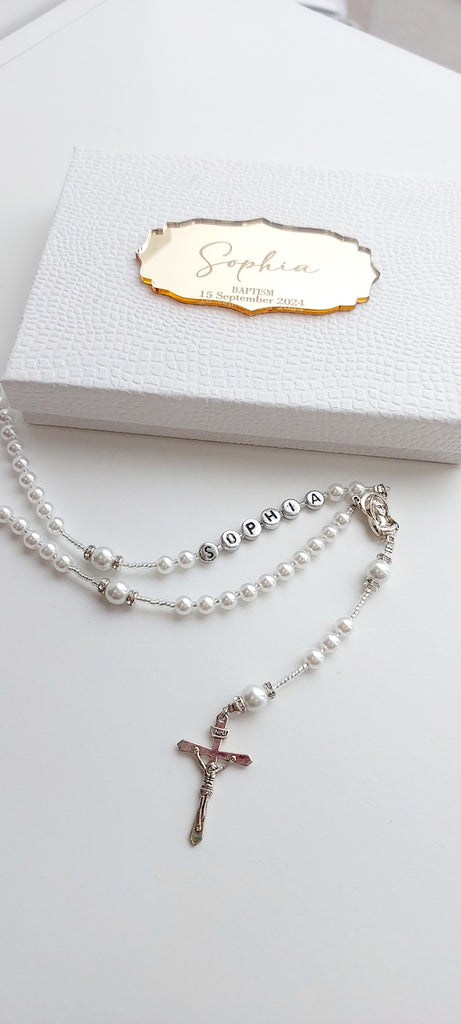 personalised rosary christening baptism communion