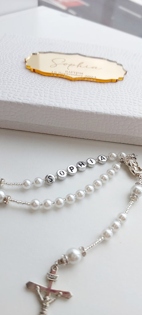 personalised rosary christening baptism communion
