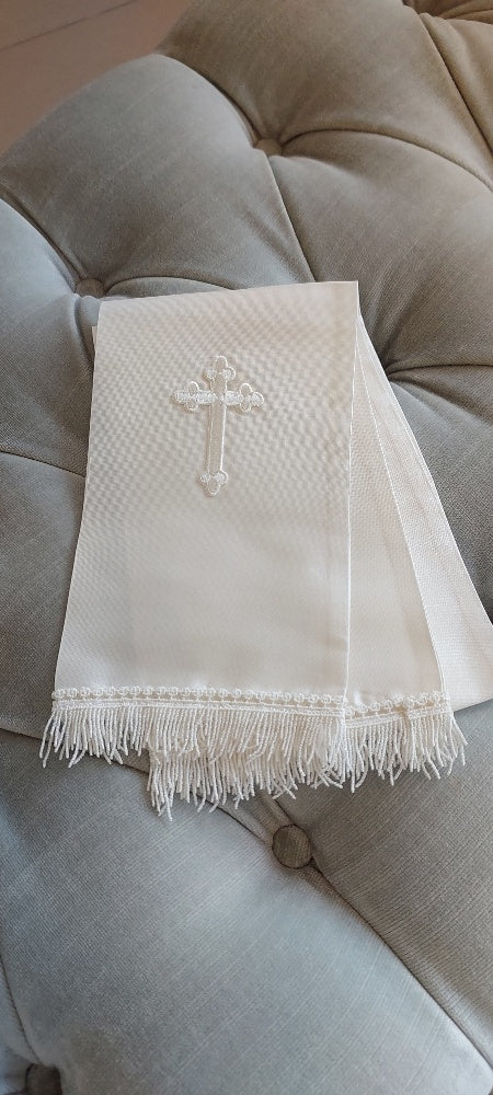 silk christening stole baptism scarf with cross
