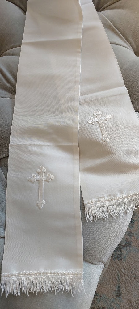 silk christening stole baptism scarf with cross