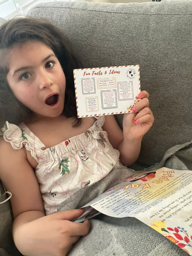 child holding a lilys adventure letter