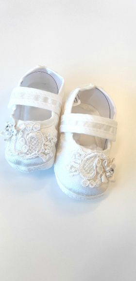 girls satin lace christening shoes