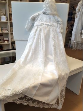 Christening gown satin lace Lilys Attic