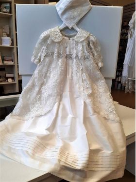 christening baptism lace silk gown