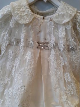 christening baptism lace silk gown