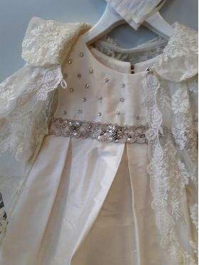 christening baptism lace silk gown