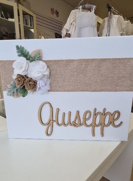 christening baptism keepsake box with flowers