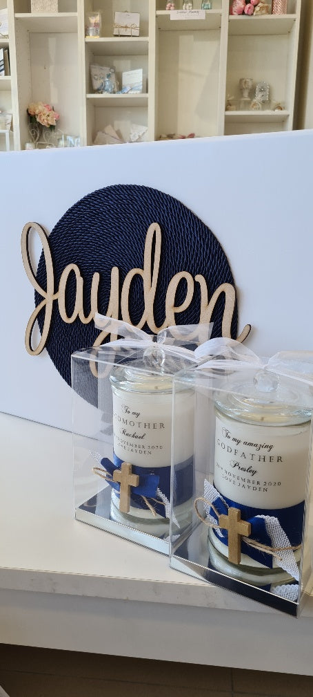 personalised candle jars godparent gift bomboniere
