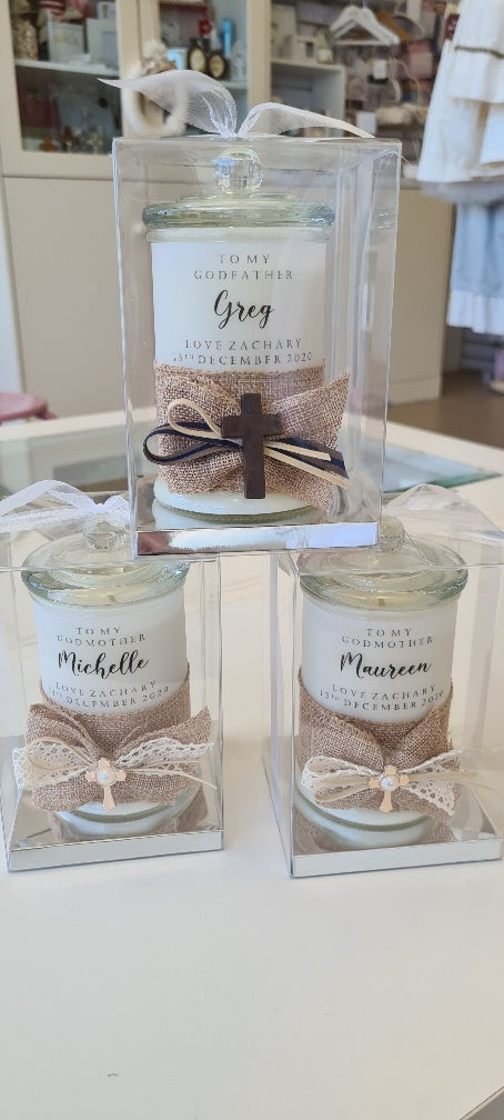 personalised candle jars godparent gift bomboniere