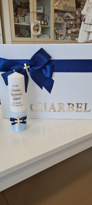 christening baptism towel candle box package