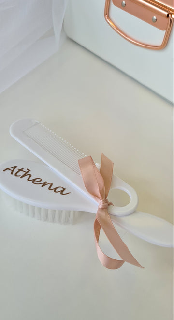 christening baptism brush comb set