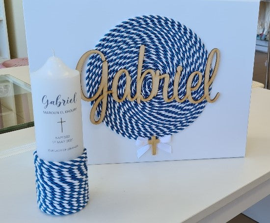 christening baptism towel candle box package