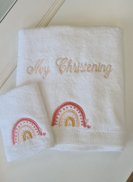 christening towel set