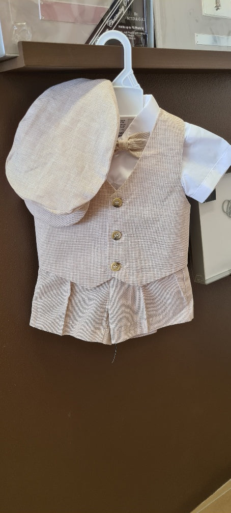 boys tan vest shorts set
