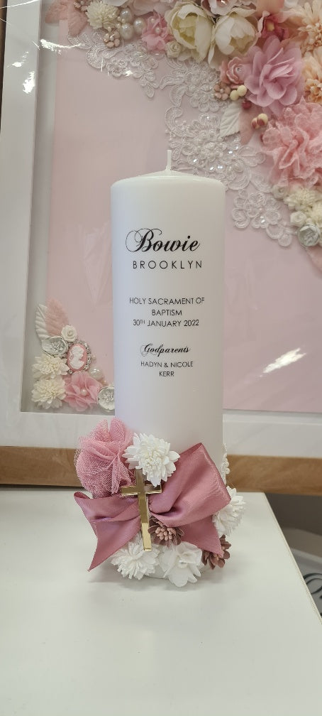 baptism christening candle floral