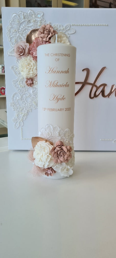 baptism christening candle floral