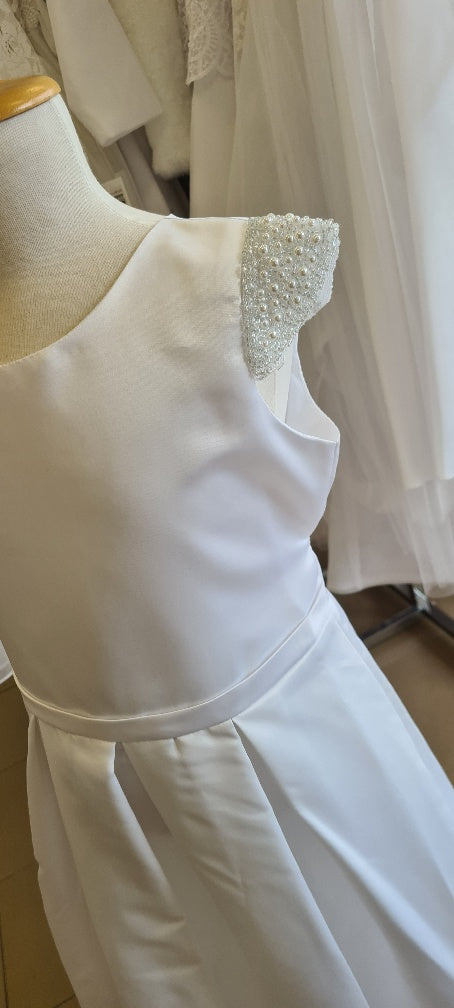 communion dress beaded sleeve pleats