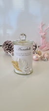 christmas personalised candles candle jar white gold