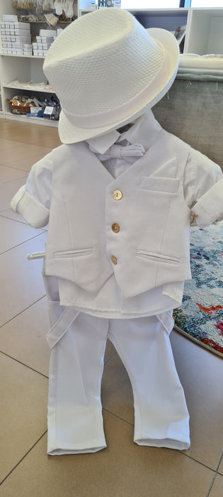 European white boys vest suit christening suit with bowler hat