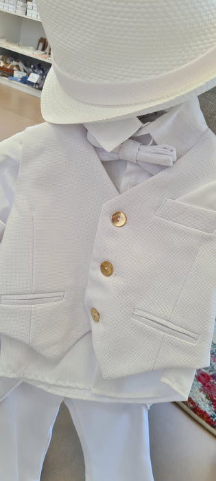 European white boys vest suit christening suit with bowler hat