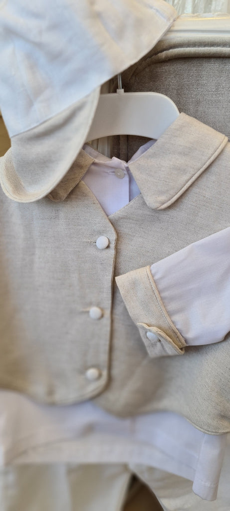 christening outfit boys linen vest set suit