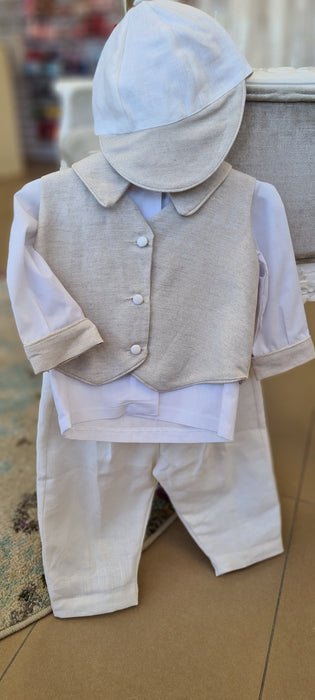 christening outfit boys linen vest set suit