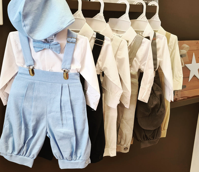 Boys Vintage Linen Suspender Set