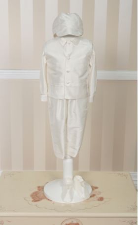 boys silk romper pinafore cape christening set